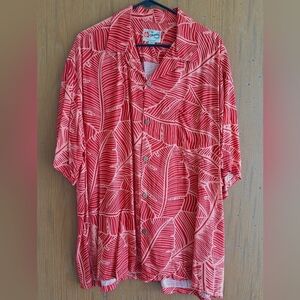 VTG Hilo Hattie Hawaiian Shirt Size 2XL Palm Leaf Rayon Button Up Short Sleeve